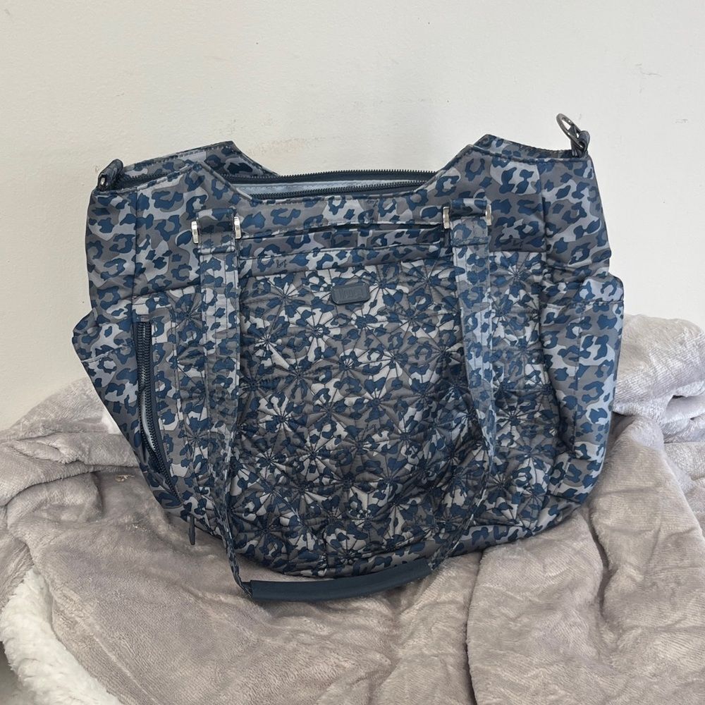 NWOT Lug Scuttle Leopard Navy Bag
